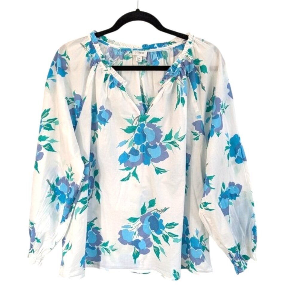 J. Crew Cotton Floral Lightweight Long Sleeve Blouse Size XXL